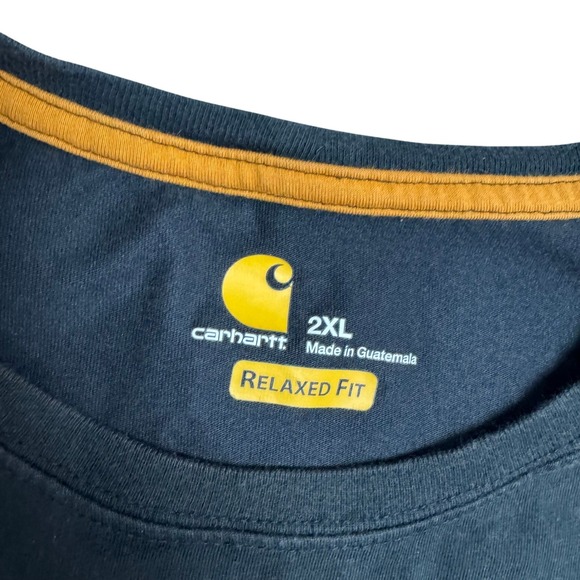 Carhartt Force Relaxed Fit Mens 2XL T-Shirt Black Work Pocket Short Sleeve - Picture 4 of 5